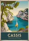 Affiche Cassis Bouches-du-Rhône calanque bateau jaune