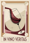 Affiche In Vino Veritas verre vin rouge Art déco