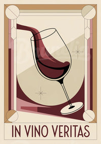 Affiche In Vino Veritas verre vin rouge Art déco