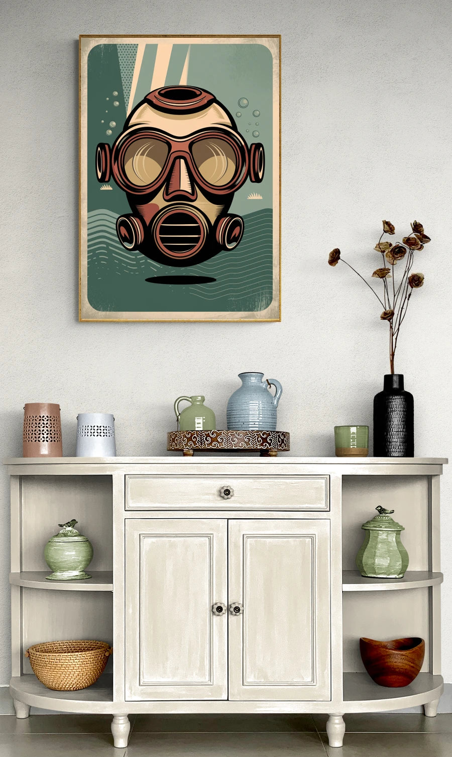 Affiche masque plongée rétro