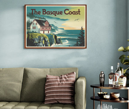 Affiche vintage océan Atlantique basque