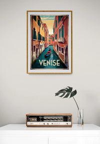 Affiche Gondole canal Italie style Art Déco Venise