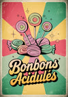 Affiche bonbons acidulés rétro années 1950