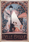 Affiche Belle Époque couple lampadaire cerisier Art nouveau