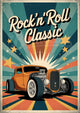 Affiche And Roll hot rod années 1950 Rock