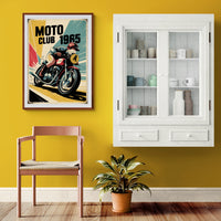 Affiche Club 1965 motocycliste rétro Moto