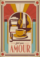 Affiche Rétro Art déco avec message d'amour Café