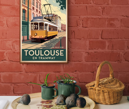 Affiche vintage tramway toulousain