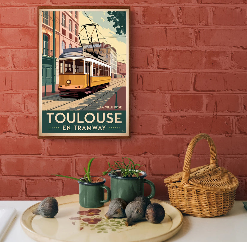 Affiche vintage tramway toulousain