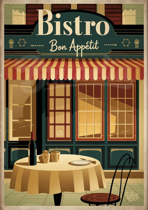 Illustration Vintage – Devanture de Bistro Parisien