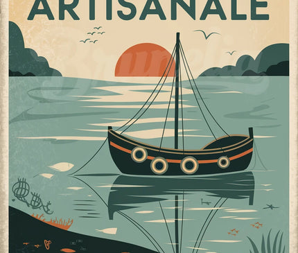 Affiche pêche artisanale rétro