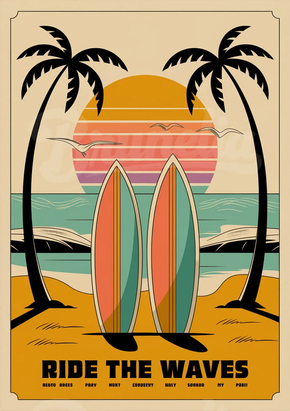affiche retro surf