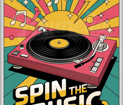 Affiche vintage tourne-disque