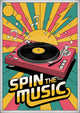 Affiche platine vinyle et soleil style pop art rétro