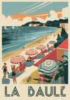 Affiche Vintage La Baule Plage avec Parasols et Baigneurs