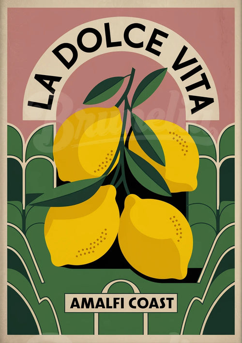 Illustration citron méditerranéen - Ambiance rétro graphique