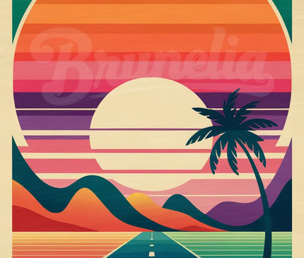 Affiche vintage coucher de soleil