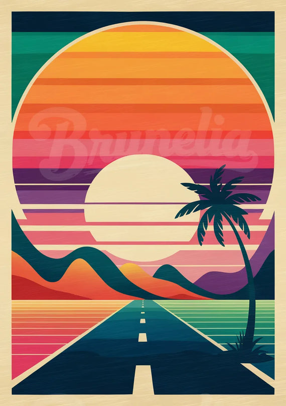 Affiche vintage coucher de soleil