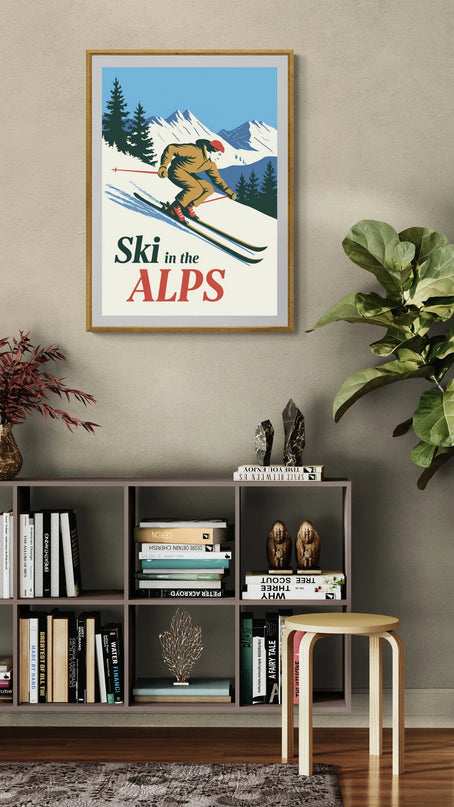 Affiche vintage station de ski