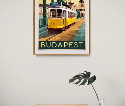 Affiche tramway rétro Budapest