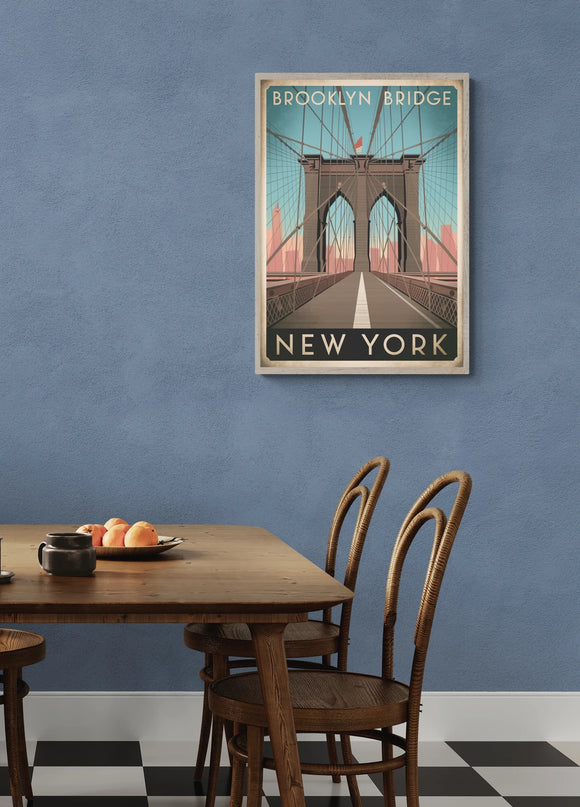 Affiche vintage pont suspendu new-yorkais