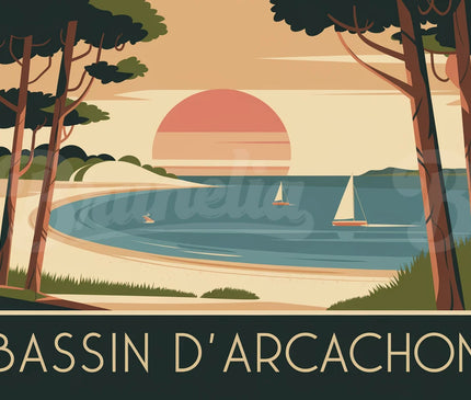 affiche retro arcachon
