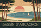 Affiche rétro Bassin d'Arcachon voiliers coucher soleil