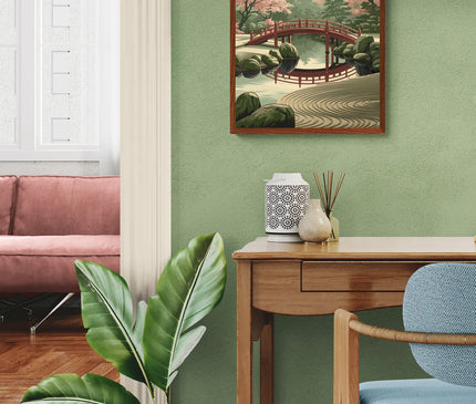 Affiche jardin zen rétro Kyoto