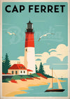 Affiche Cap Ferret phare côtier et voilier