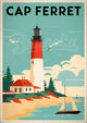 Affiche Cap Ferret phare côtier et voilier