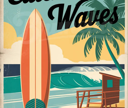 Affiche vintage surf trip