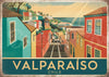 Affiche Valparaíso maisons colorées et funiculaire