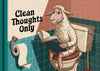 Affiche chèvre toilettes Clean Thoughts Only rétro