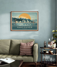 Affiche Vancouver pont et voiliers style art déco
