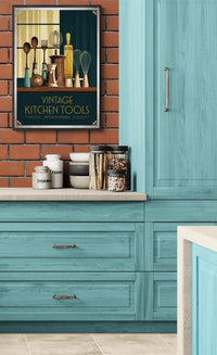 Affiche décoration ustensiles de cuisine style Art Déco