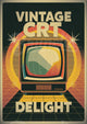 Affiche rétro télévision CRT avec design années 70