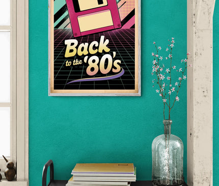 Affiche vintage floppy disk rétro