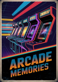 Affiche jeux d'arcade rétro néon années 80