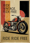 Affiche motocyclette rétro ride free années 1950
