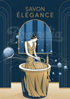 Affiche rétro baignade femme savon élégance Art Déco