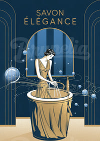 Affiche rétro baignade femme savon élégance Art Déco