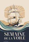 Affiche Semaine de la Voile avec navire art déco