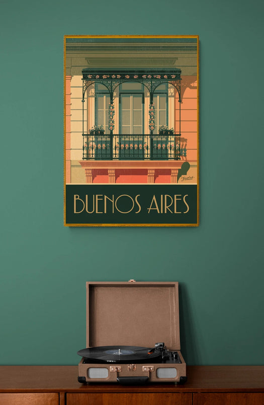 Affiche balcons fer forgé rétro Buenos Aires