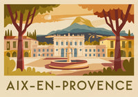 Affiche Aix-en-Provence palais et fontaine style Art déco
