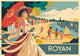 Affiche Royan femme parasol rouge bord de mer
