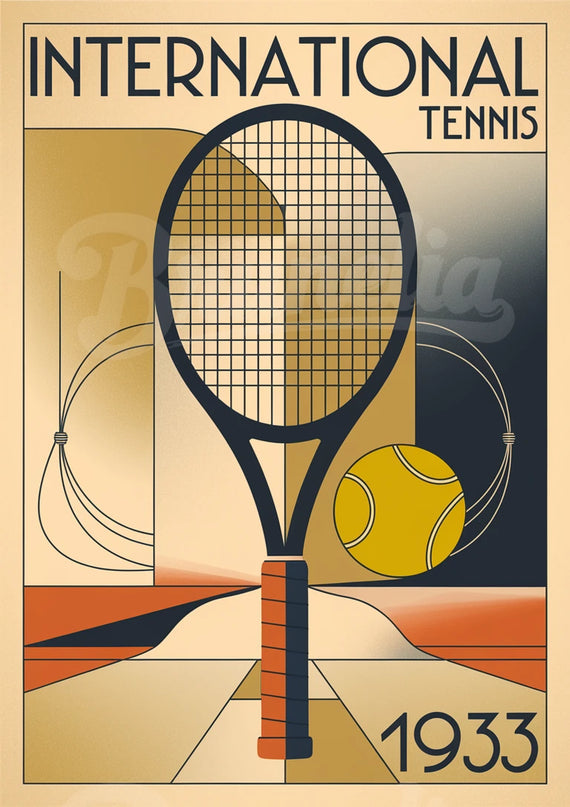 Affiche vintage illustration sportive tennis