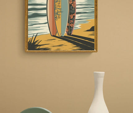 Affiche vintage shortboard rétro