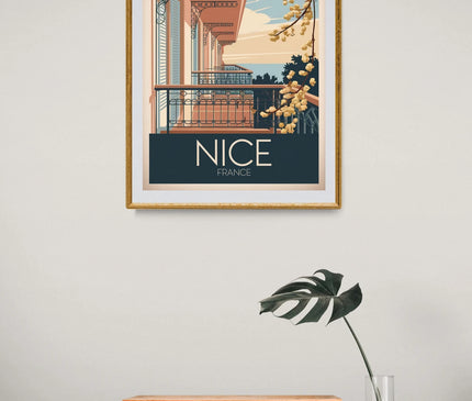 Affiche vintage ferronneries de balcons niçois