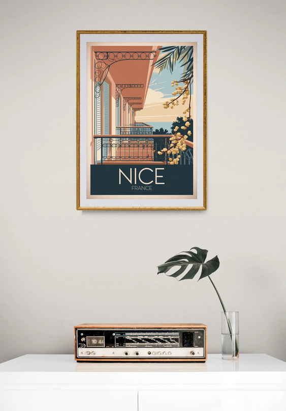 Affiche vintage ferronneries de balcons niçois