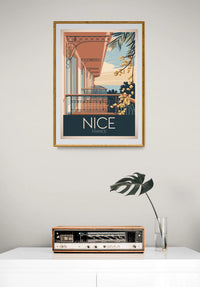 Affiche Terrasse méditerranéenne années 1930 Nice